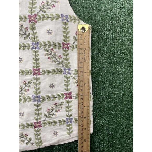 Paul Harris Floral Embroidered Top Vest Women's Size Small White Button 70s - Picture 8 of 11